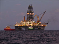 Oil drilling platform lighting by NOAA