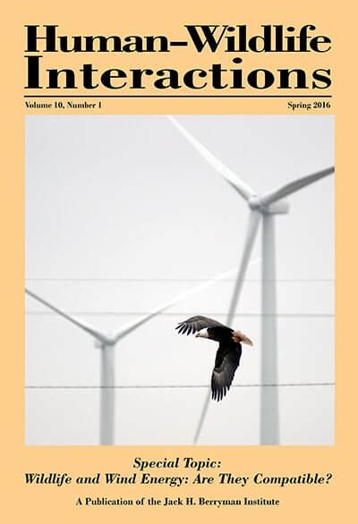 Wind energy and wildlife are explored in the Spring 2016 issue of Human-Wildlife Interactions.