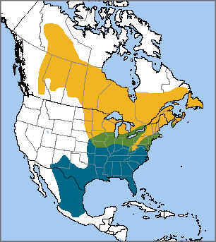 Swamp Sparrow range map, NatureServe