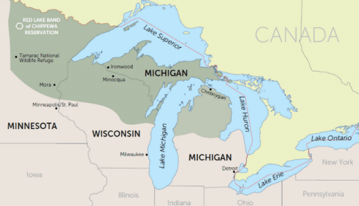 Northwoods (Great Lakes Region) map by ABC.