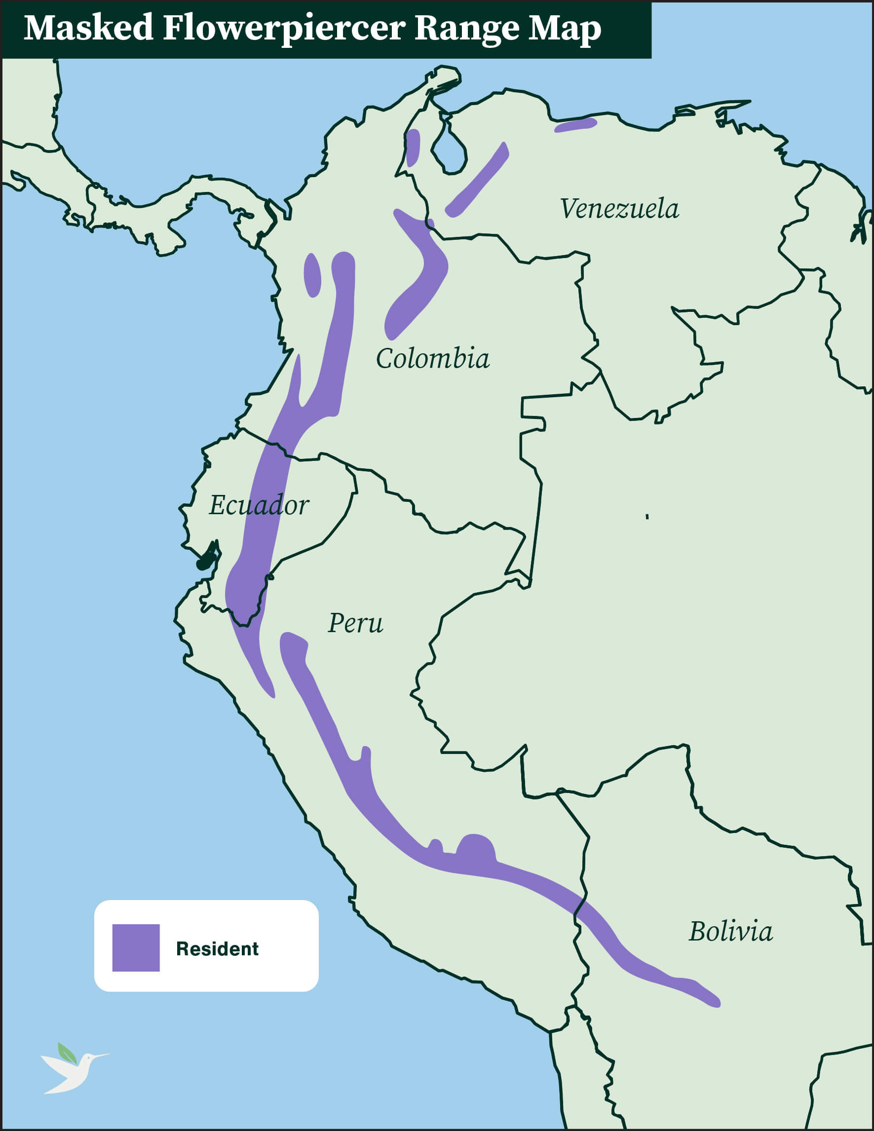 Masked Flowerpiercer range map by ABC