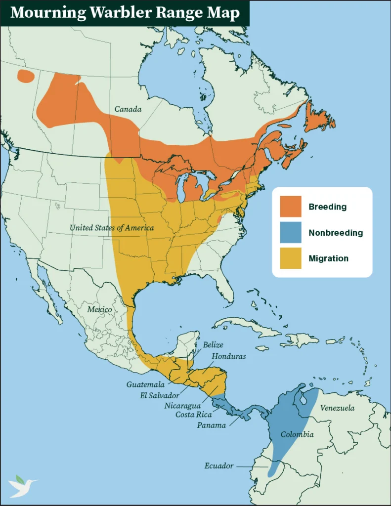 Mourning Warbler range map.