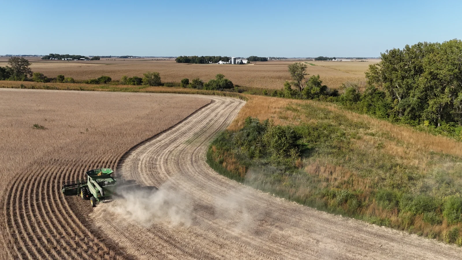 A farmer harvests a soybean field grown using neonicotinoid-coating-free seeds as part of American Bird Conservancy’s Untreated Seed Pilot Program.